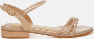 London Rag Nobbity Rhinestone Pearl Detail Flat Sandals