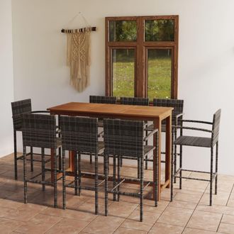 vidaXL Conjunto De Bar Para Jard&iacute;n 9 Piezas Gris Vidaxl