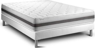 VITALIT Vitalit - Base Tapizada Blanco + Colch&oacute;n Con Muelles Y Viscoel&aacute;stica 160 X 200