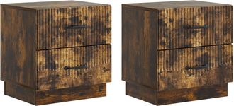 vidaXL Armario De Noche 2 Uds. Roble Ahumado 43 X 34,5 X 44,5 Cm Vidaxl