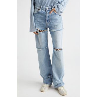 Acne Studios 2010 Ripped Straight Leg Jeans in Light Blue at Nordstrom, Size X-Large