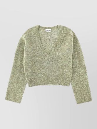 Ganni v neck cropped sweater long sleeves