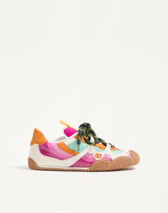 Valentino Garavani Amphibia Sneaker in Rubberised Calfskin and Split Leather Woman FUCHSIA 35.5