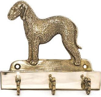 OEM Bedlington Terrier, Rothbury Terrier: Colgador De Llaves Con Perro, Soporte De Lat&oacute;n Para Accesorios De Perros, Elegante Decoraci&oacute;n De Pasillo De Art-