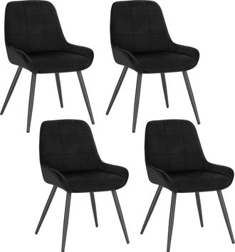 Woltu 4x Sillas De Comedor Silla Ergon&oacute;mica Con Respaldo Silla De Terciopelo En Estructura Metal Sillas Para Dormitorio Sal&oacute;n Comedor Y Cocina Negro - Woltu