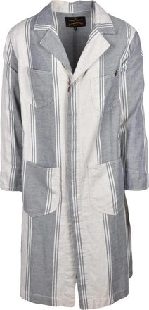 Vivienne Westwood Blue-White Cotton-Linen Duster Coat