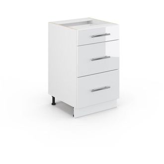 Vicco Mueble Bajo De Cocina Fame-line, Blanco Alto Brillo, 50 Cm Sin Encimera