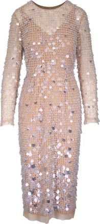 Carolina Herrera Midi-jurk verfraaid met pailletten - Beige