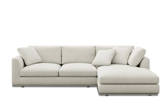 Castlery Hamilton Chaise Sectional Sofa Right Facing Customized, Performance Classic Twill Cream, Spill Resistant, Removable Covers for Sofas by Castlery