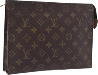 Louis Vuitton Pre-owned Monogram Pouch - Dames - Vintage Clutch - Bruin - ONE Size - Leer - Vintage