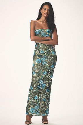 Bronx and Banco Strapless Stretch Sequin Dahlia Maxi Dress