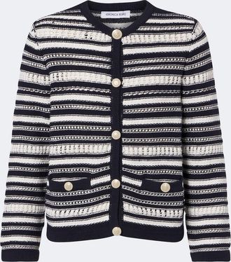 Veronica Beard Cardigan Bellingham in cotone a righe