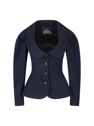 Vivienne Westwood Bergere Blue Rounded Collar Cotton-Wool Blazer
