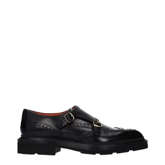 Santoni Herrens Schwarzes Leder-Derby