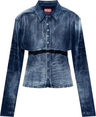 Diesel De-Sindi-Fsj Shirt - Dames - Spijkeroverhemden - Blauw - M - Katoen - Overhemden