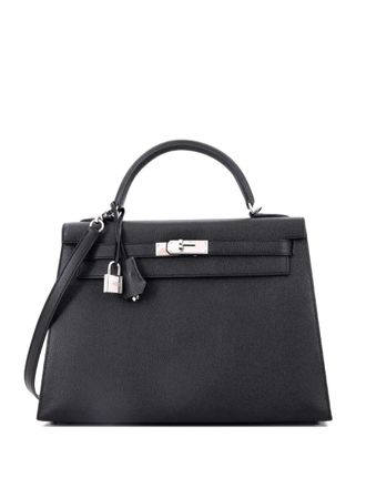 Herm&egrave;s Kelly Handbag Black Epsom with Palladium Hardware 32 satchel - Zwart