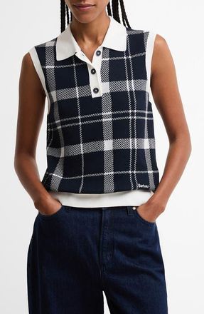 Barbour Allerdale Plaid Sleeveless Polo Sweater in Multi Check at Nordstrom, Size 10 Us