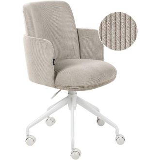 Beliani Beliani - Upholstered Corduroy Office Chair Swivel Side Chair Seat Height Adjustment Taupe Dryden