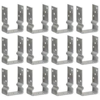 vidaXL Anclajes Para Vallas, 12 Unidades, Color Plata, 10x6x15 Cm, Acero Galvanizado Vidaxl