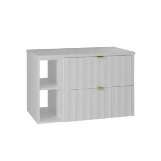 Petits Meubles Mueble bajo lavabo 2 compartimientos encimera estratificado Blanco