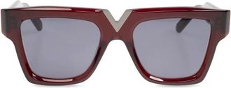 Valentino Garavani Zonnebril met vierkant montuur van metaal - Dames - Zonnebrillen - Rood - ONE Size - Accessoires