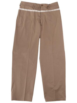 Maison Margiela Brown Wide-Leg Cotton Pants with Relaxed Fit and Horizontal Stripe