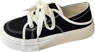 Generic Lightweight Canvas Shoes for Women Retro Campus Non Outdoor Casual All Sports Shoes Fashion Dress (Black, 3.5)