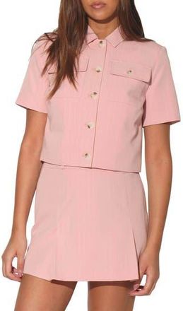 Walter Baker Deena Pinstripe Shirt Jacket in Pink Pin Stripe at Nordstrom Rack, Size X-Large