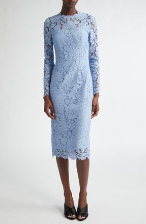 Dolce & Gabbana Long Sleeve Cordonetto Lace Sheath Dress in F3981 Glicine Viola Chiari at Nordstrom, Size 10 Us
