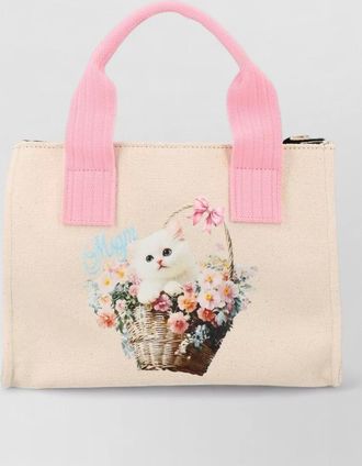 Msgm tote bag rectangular shape top handles print