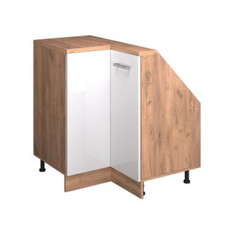 Vicco Armario Para Techo Inclinado Armario De Esquina Rion, Blanco Brillo Intenso/roble Dorado, 75.6 X 81.6 Cm Con 1 Puerta, Vicco