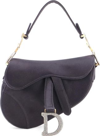 Dior Saddle Handbag Satin with Crystals Mini shoulder bag - Zwart