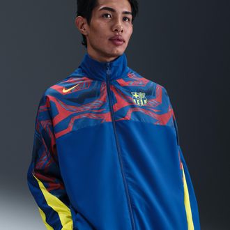 Nike FC Barcelona Starting 5 Fourth Nike Mens Soccer Woven Jacket in Blue | FZ1281-431