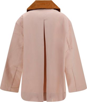 Ganni Womens Twill Jacket With Suede Details Primrose Pink Polyester