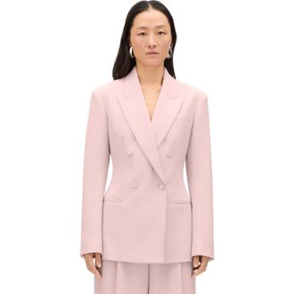 Another Tomorrow Tailored Double Breasted Jacket in Lotus Pink at Nordstrom, Size 46 It