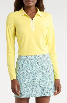 G/Fore Silky Tech Nylon Long Sleeve Golf Polo in Canary at Nordstrom, Size X-Small