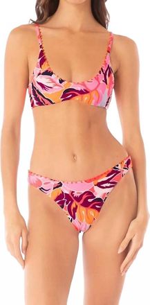 Maaji Sublimity Bikini Bottom In Coral Leafy