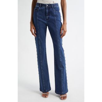 Cinq &agrave; Sept Shailene Studded Flare Jeans in Oceane at Nordstrom Rack, Size 6
