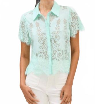 Allison New York Meadow Button Down Blouse In Green
