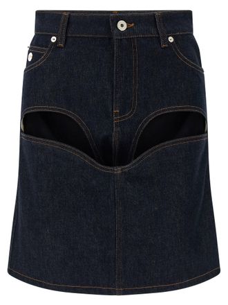 Jean Paul Gaultier Womens blue Mini Skirt With Cuts And Turn Up Skirt