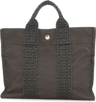 Herm&egrave;s Her Line Gray Nylon Canvas Handbag Tote Bag (Pre-Owned)