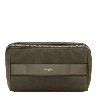Saint Laurent Paris Olive Cotton Toiletry Pouch