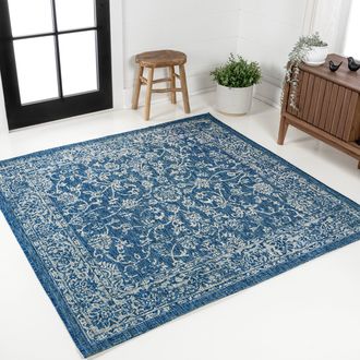 Jonathan Y Designs Tela Bohemian Textured Weave Floral Indoor/Outdoor Square Area Rug