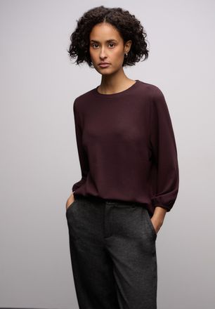 Street One 3/4-Arm-Shirt STREET ONE, Damen, Gr. 34, jazz berry, Jersey, Obermaterial: 63% Polyester, 34% Viskose, 3% Elasthan, unifarben, regular fit normal, Run