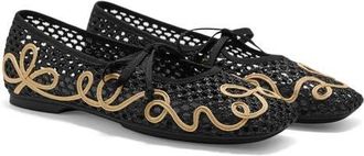Vivaia Margot Square-Toe Mesh Flats in Black/natural at Nordstrom, Size 6.5