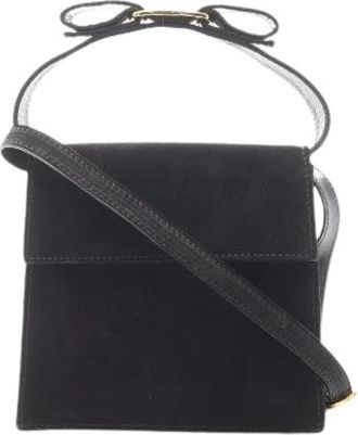 Ferragamo Pre-owned Vara Ribbon suede 2way handtas - Dames - Vintage Handtas - Zwart - ONE Size - Leer - Vintage