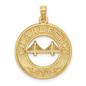Diamond2Deal 14k Gold CHARLESTON Bridge Charm Pendant