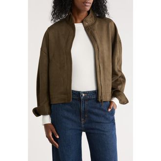 Max Studio Faux Suede Full Zip Jacket in Loden-Loden at Nordstrom Rack, Size X-Small