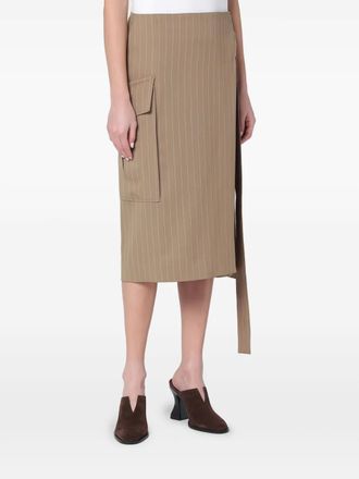 Victoria Beckham pinstripe wrap skirt - women - Wool - 8 - Neutrals