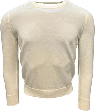 Gran Sasso Rainwool- Feinstrick- Rundhals weiss - Heren - Ronde hals truien - Beige - L - Truien & Vesten